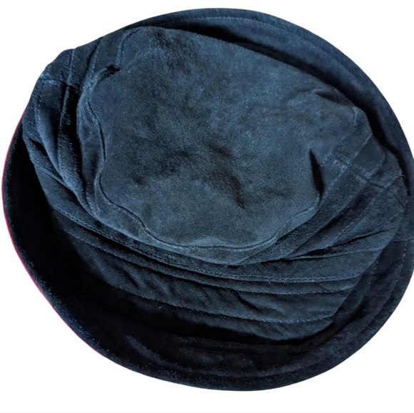 Black Suede Leather Bucket Hat - Picture 3 of 7